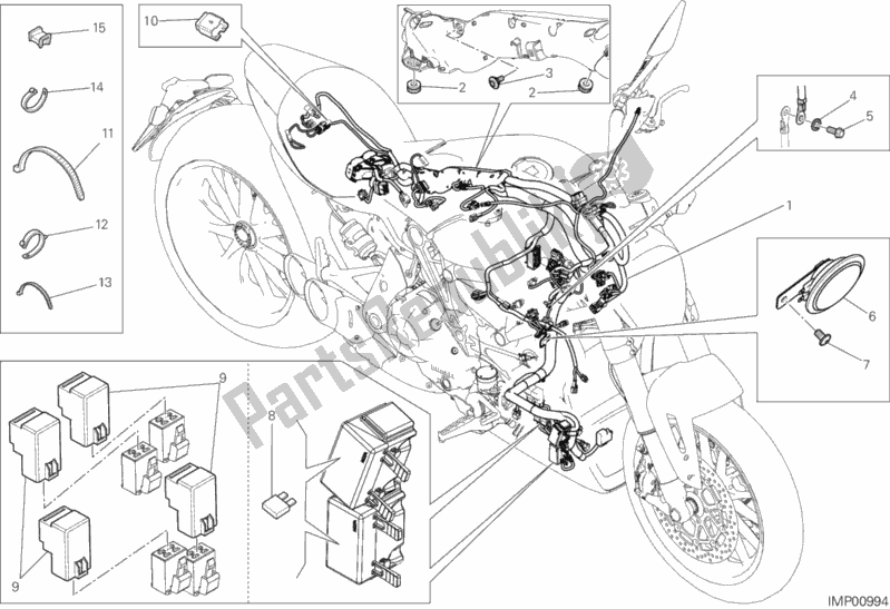 All parts for the Wiring Harness of the Ducati Diavel Xdiavel S Thailand 1260 2019
